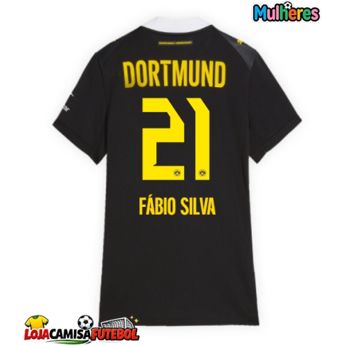 Camisa de Futebol Borussia Dortmund Fabio Silva #21 Equipamento Secundário Mulheres 2026-27 Manga Curta